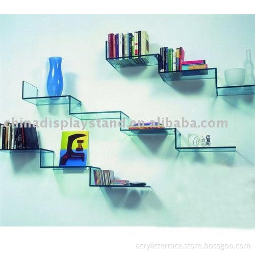 lucite wall mounted acrylic shelf Z shaped